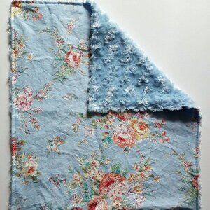 NEW! Blue Floral Minky Lovey / Mini Security Blanket